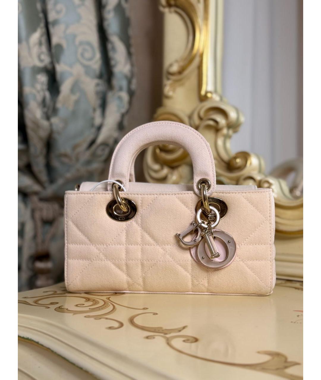 CHRISTIAN DIOR Розовая тканевая сумка с короткими ручками, фото 3