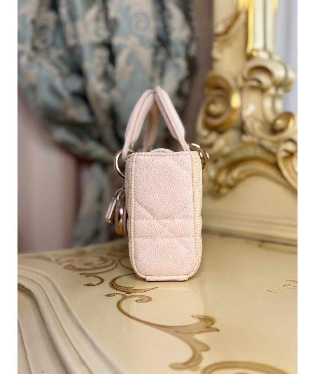 CHRISTIAN DIOR Розовая тканевая сумка с короткими ручками, фото 4