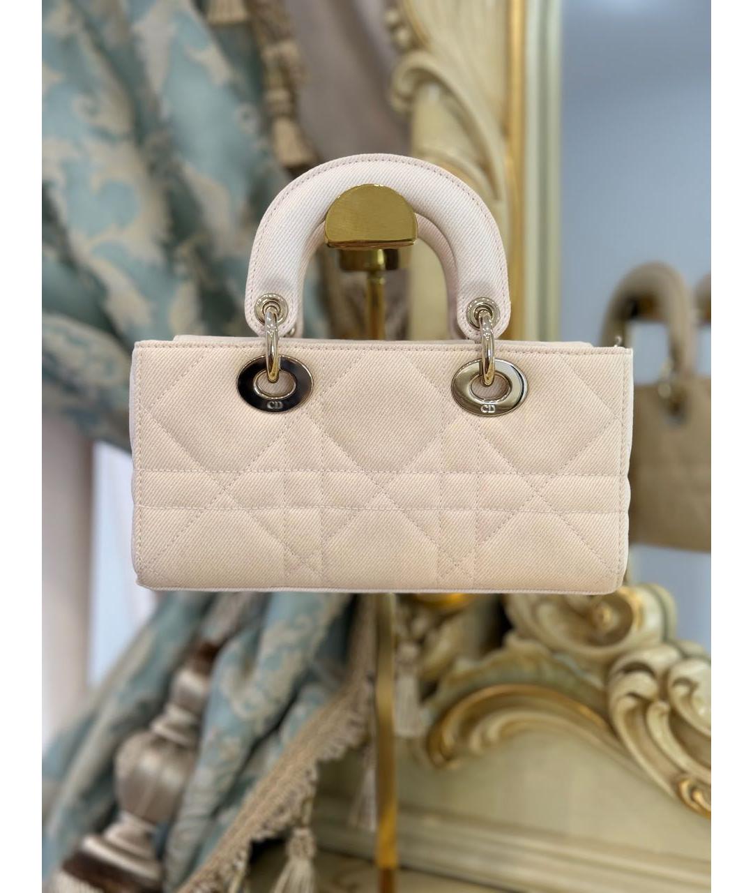 CHRISTIAN DIOR Розовая тканевая сумка с короткими ручками, фото 4