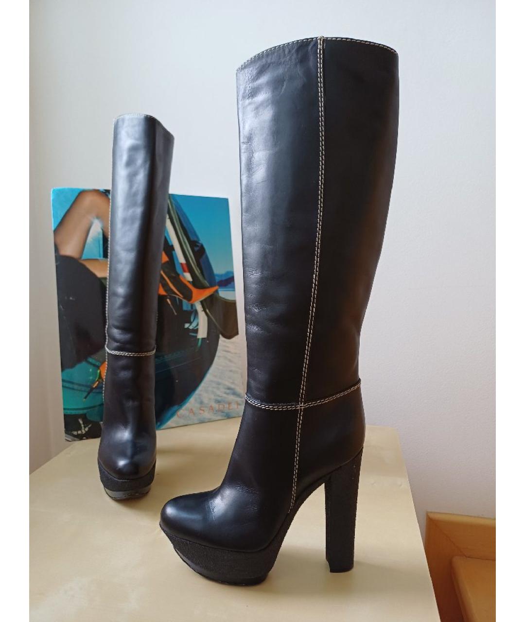 CASADEI Черные кожаные сапоги, фото 4