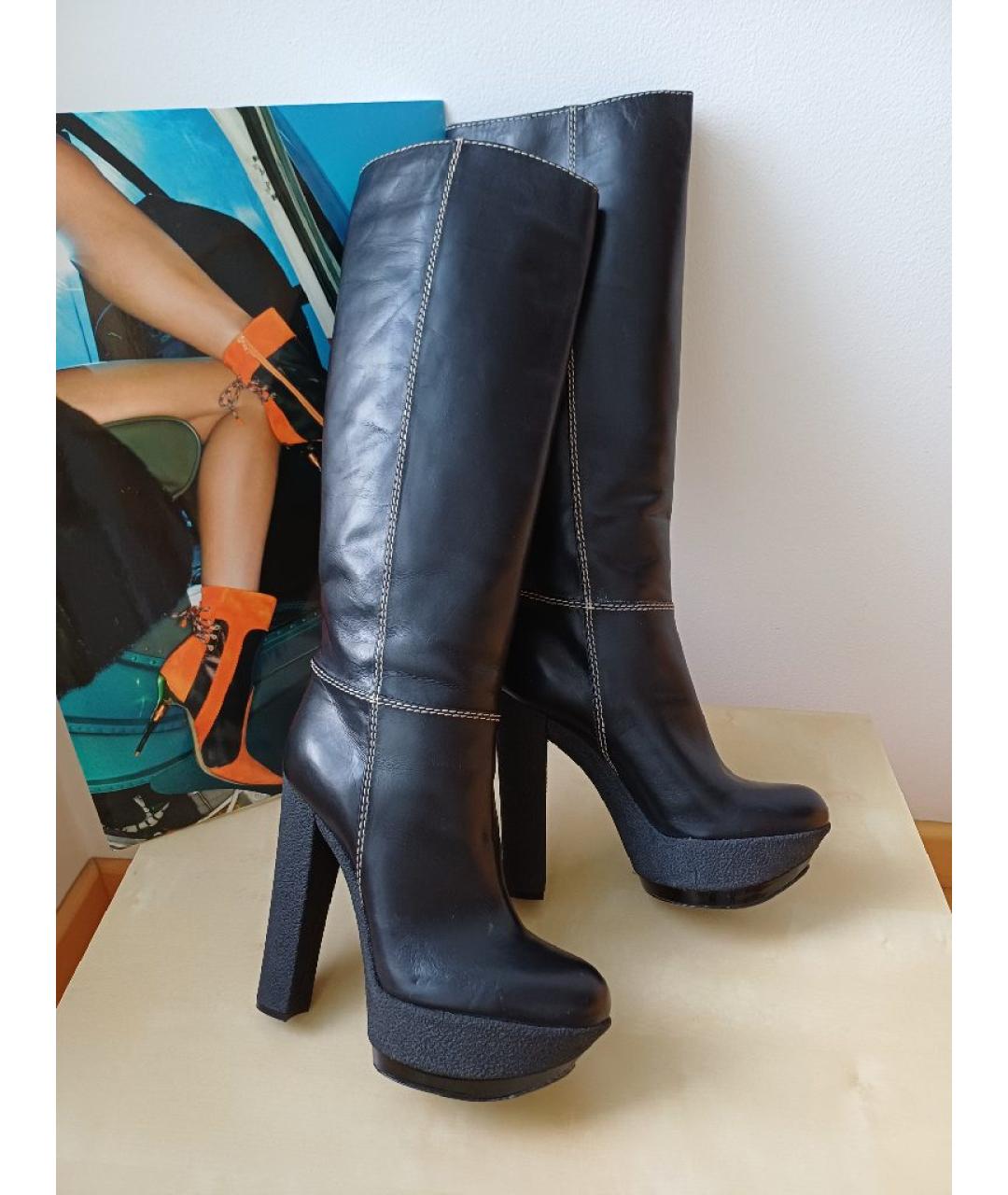 CASADEI Черные кожаные сапоги, фото 3