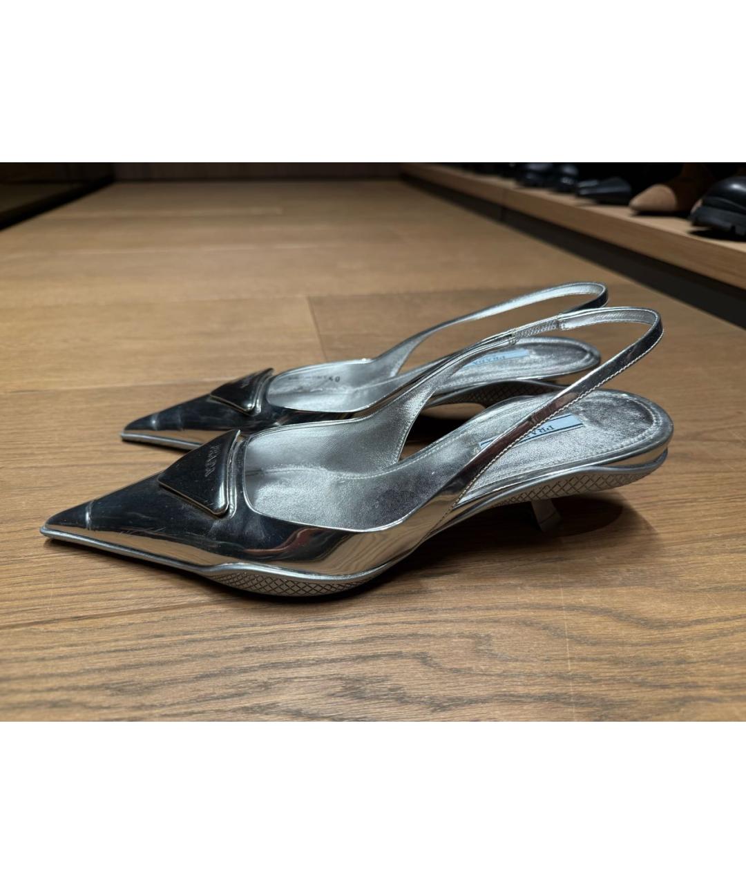 PRADA Серебряные туфли из лакированной кожи, фото 9