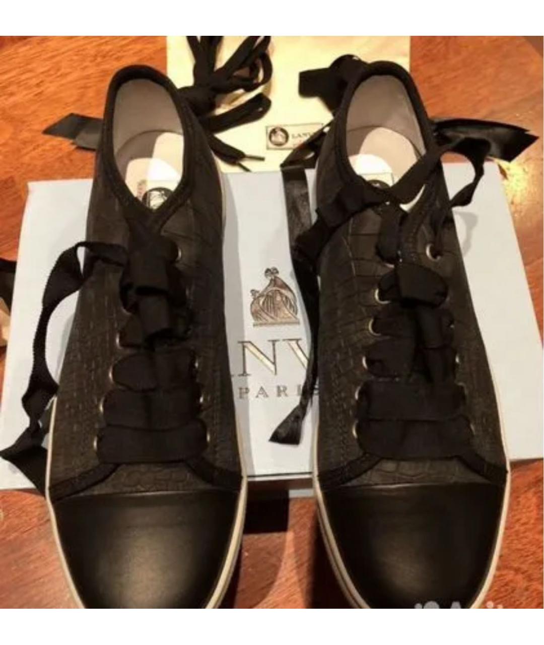 LANVIN Черные кожаные кеды, фото 2