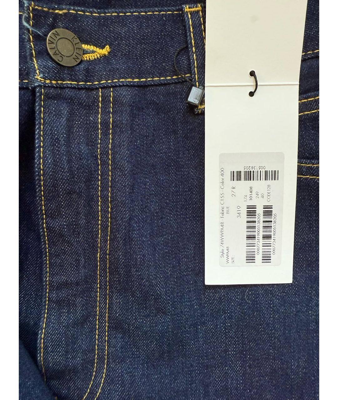 CALVIN KLEIN Темно-синие хлопковые прямые джинсы, фото 3