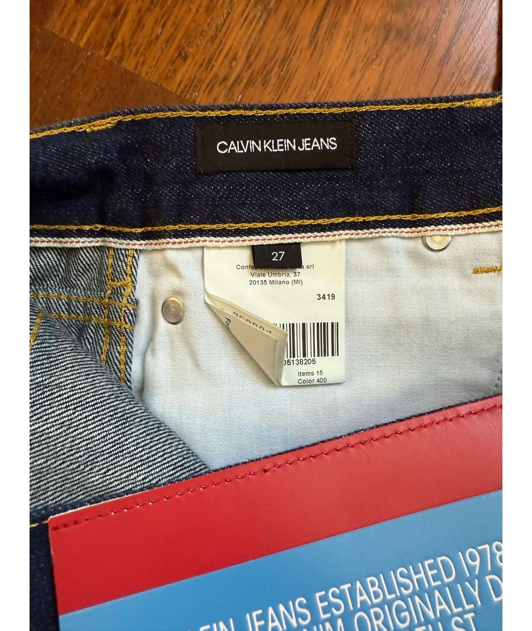 CALVIN KLEIN Темно-синие хлопковые прямые джинсы, фото 7