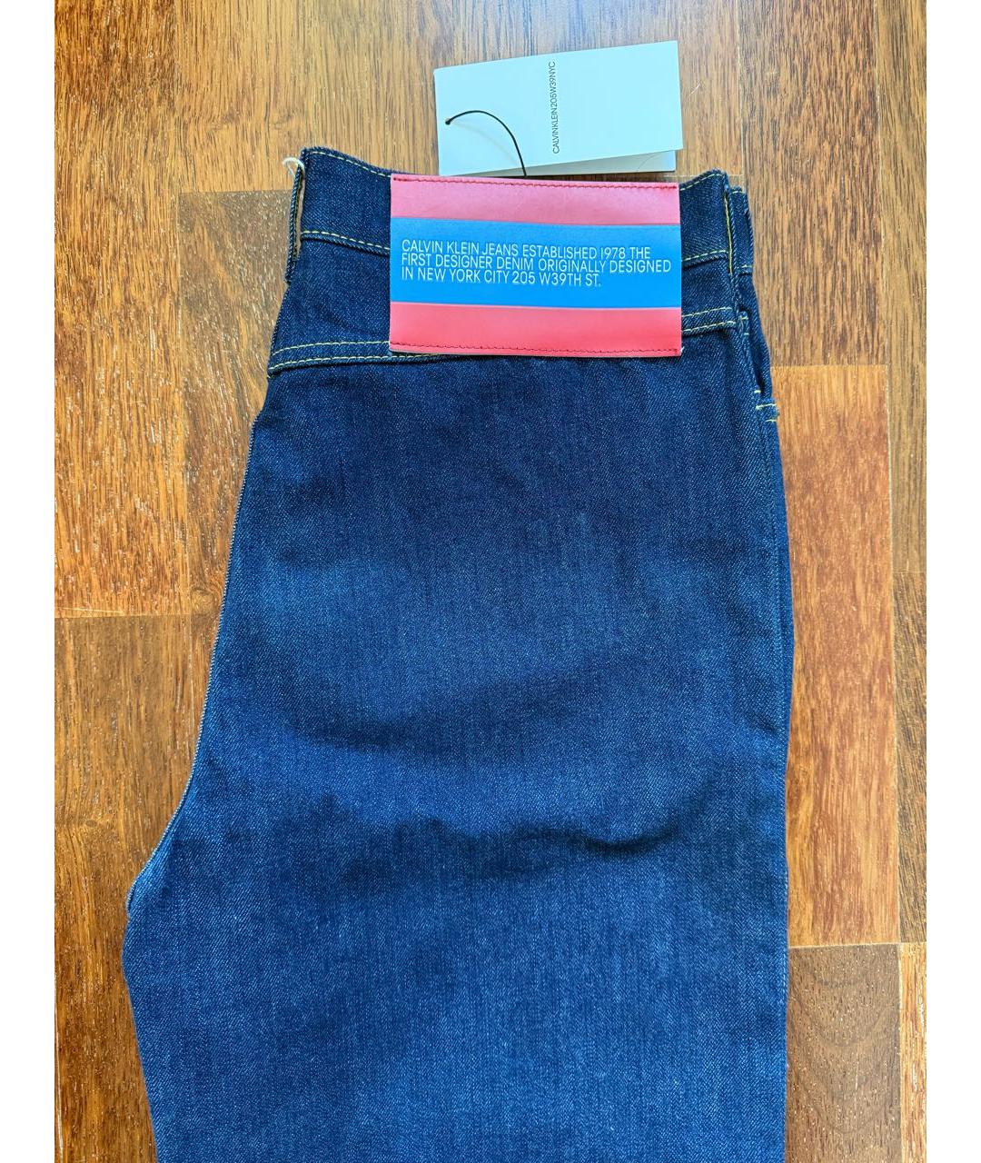 CALVIN KLEIN Темно-синие хлопковые прямые джинсы, фото 6