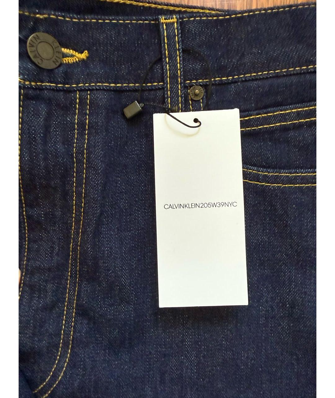 CALVIN KLEIN Темно-синие хлопковые прямые джинсы, фото 4