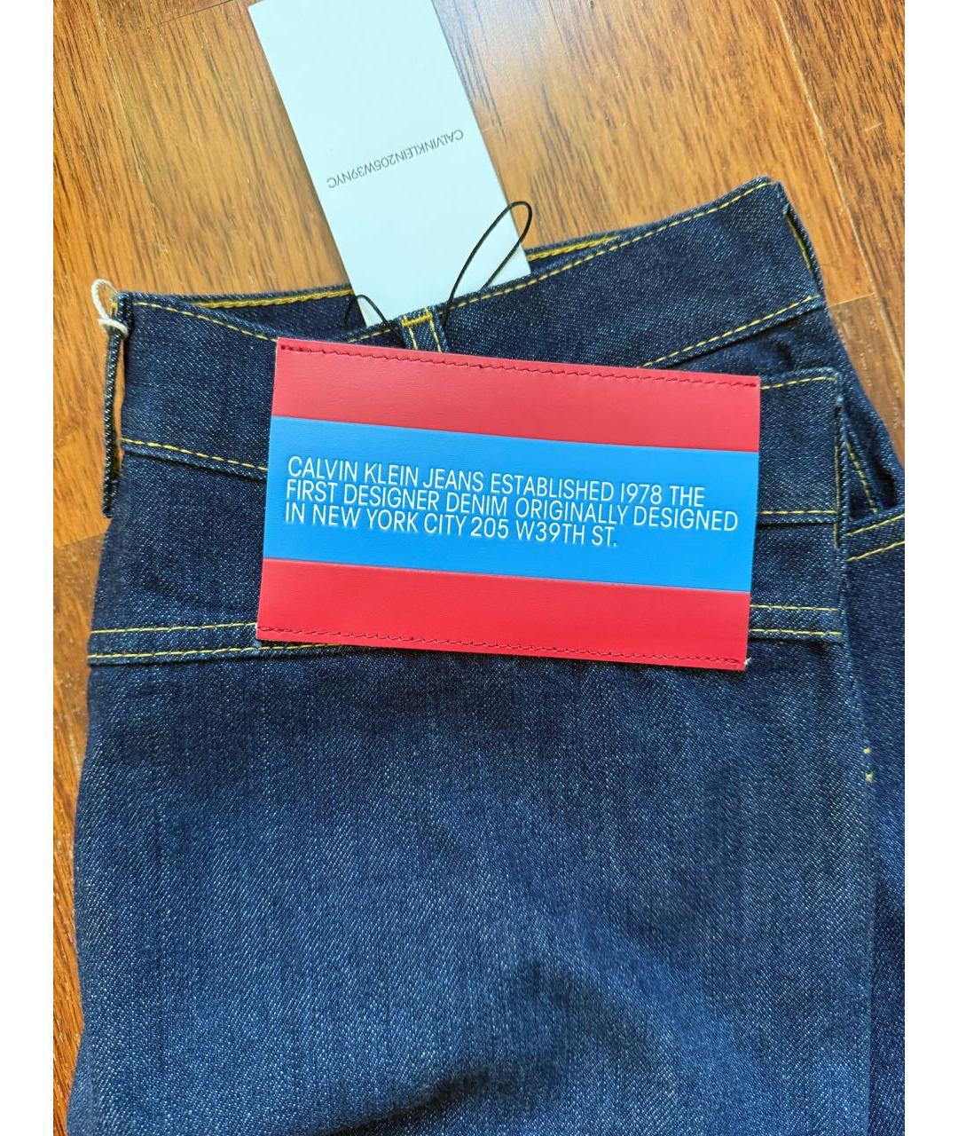 CALVIN KLEIN Темно-синие хлопковые прямые джинсы, фото 2