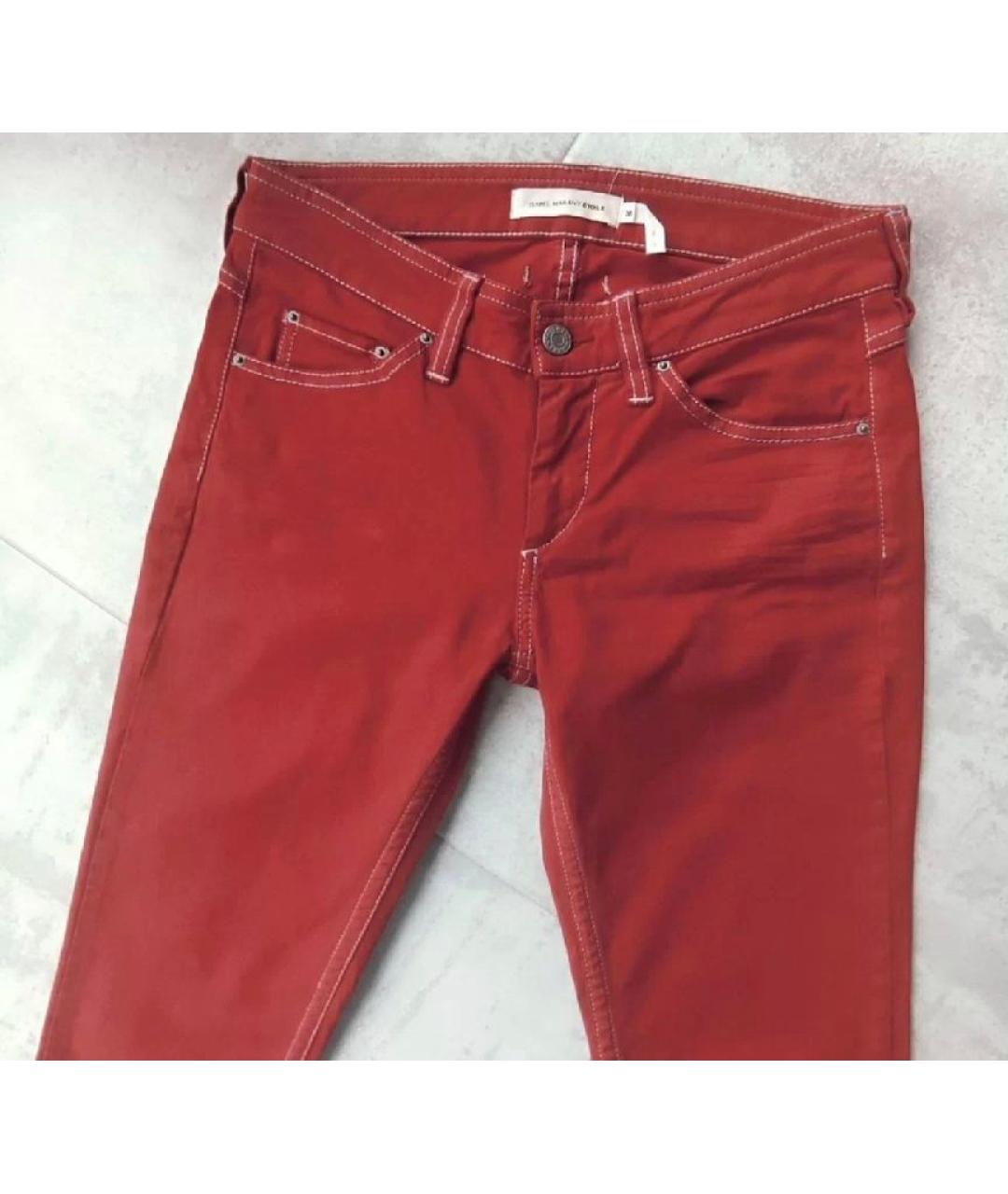 ISABEL MARANT ETOILE Бордовые хлопковые джинсы слим, фото 5