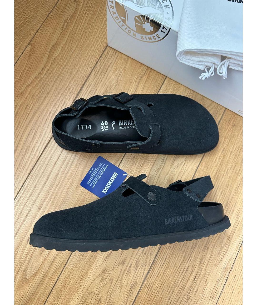BIRKENSTOCK Черные кожаные мюли, фото 2