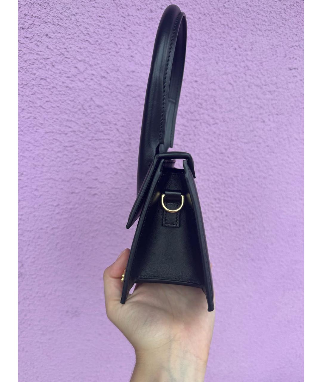 JACQUEMUS Черная кожаная сумка через плечо, фото 4