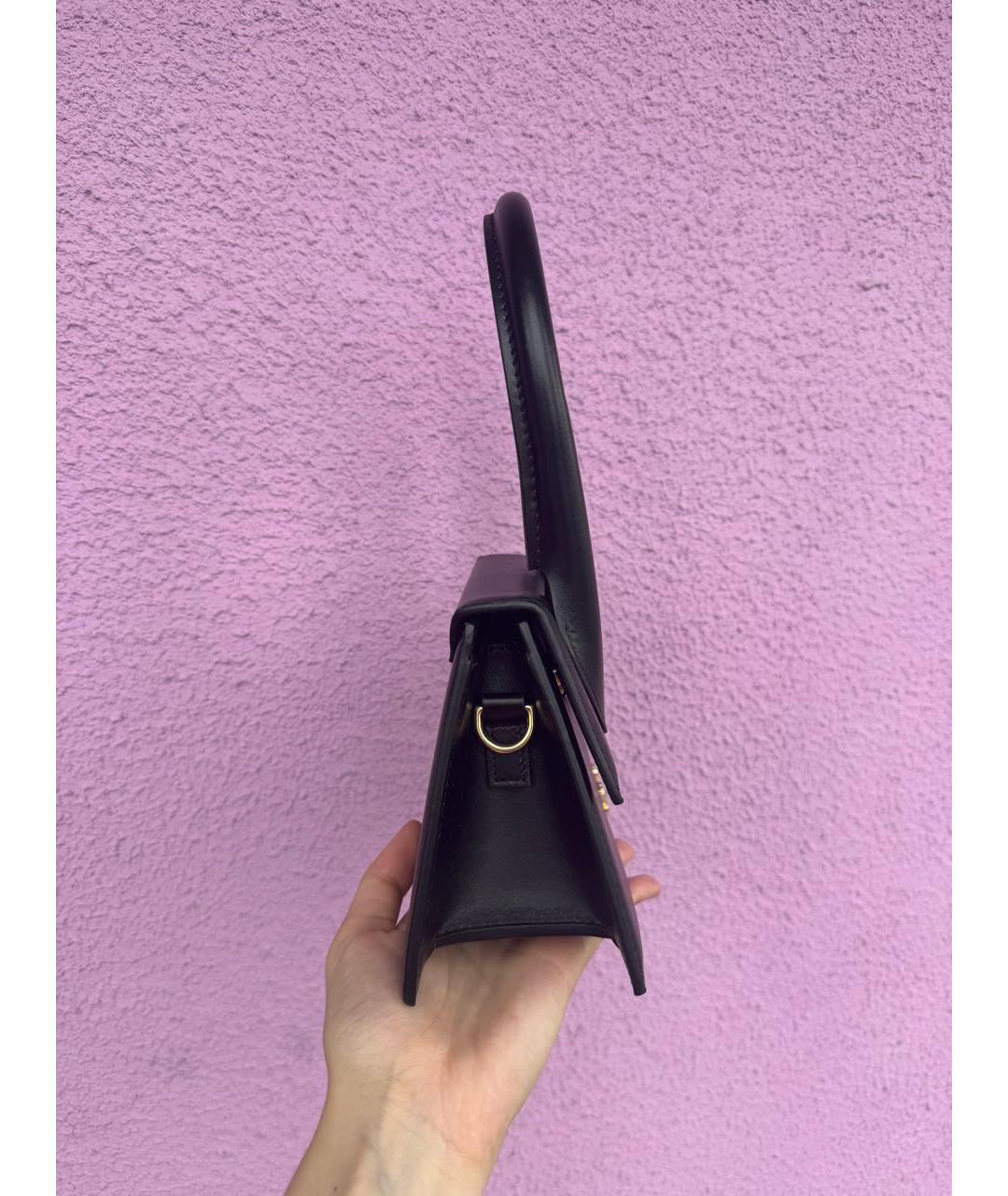 JACQUEMUS Черная кожаная сумка через плечо, фото 2