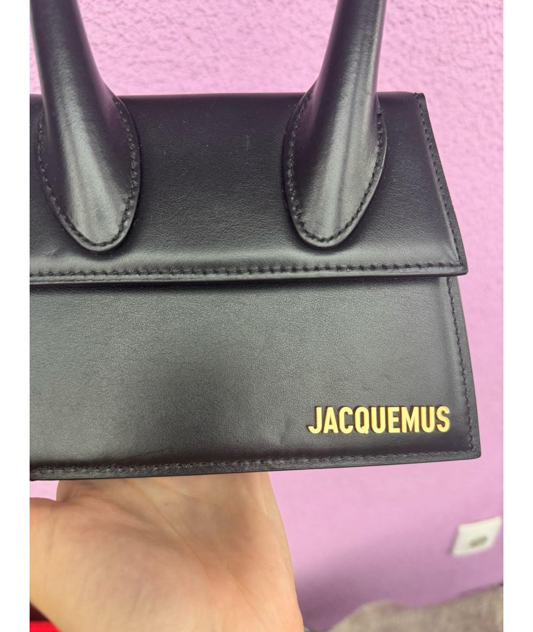 JACQUEMUS Черная кожаная сумка через плечо, фото 7