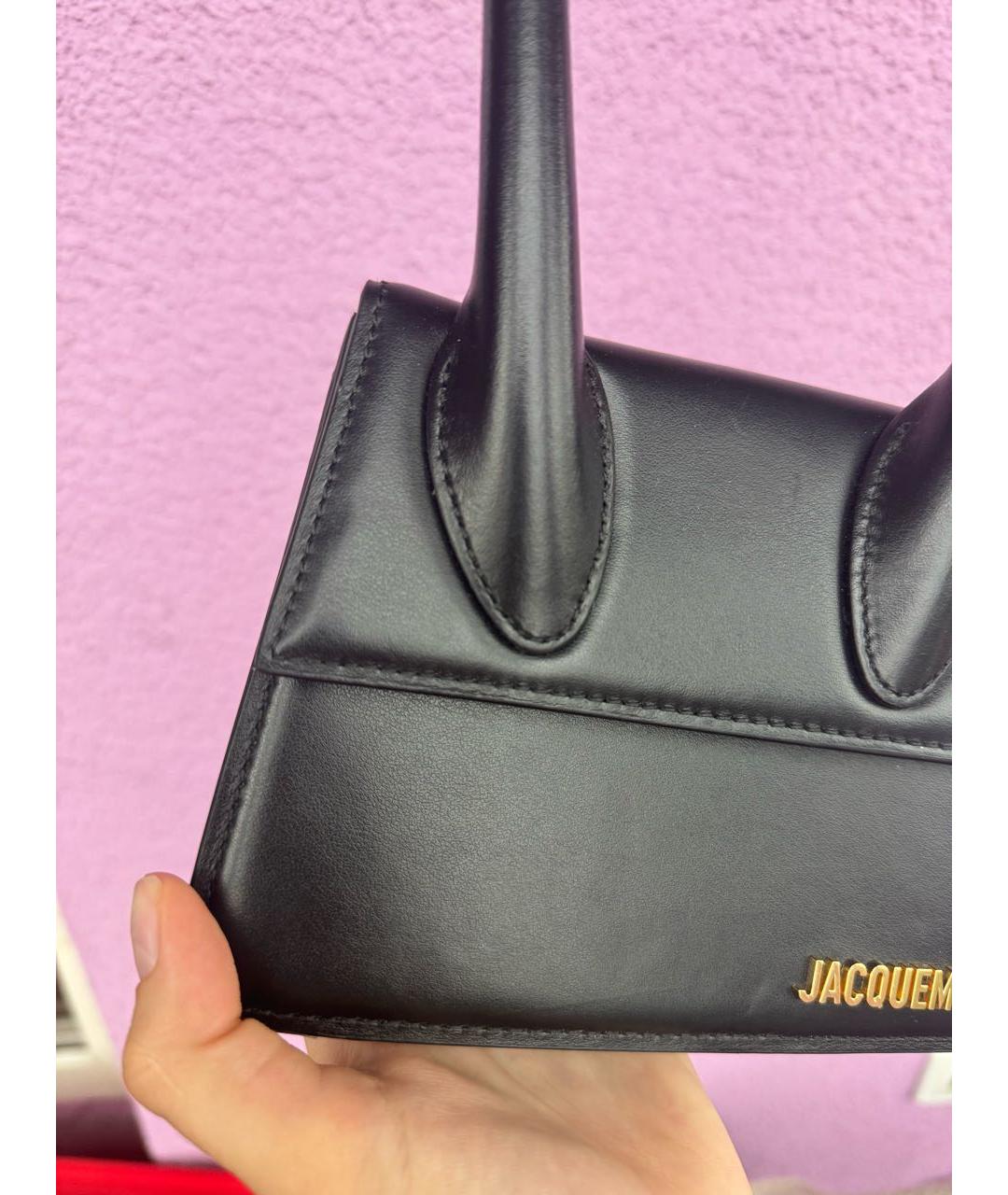 JACQUEMUS Черная кожаная сумка через плечо, фото 8