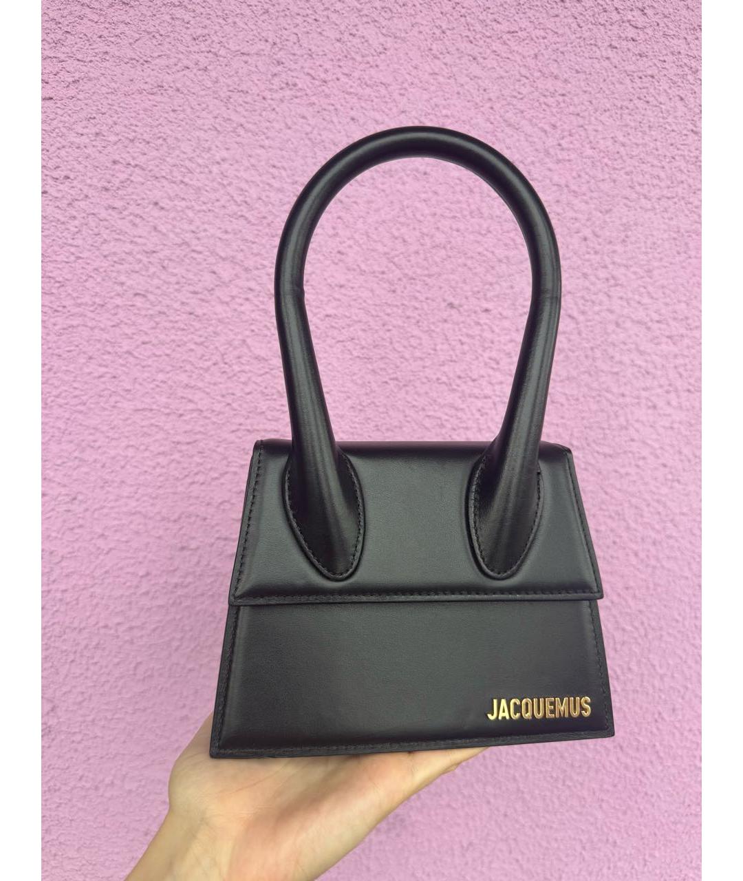 JACQUEMUS Черная кожаная сумка через плечо, фото 9