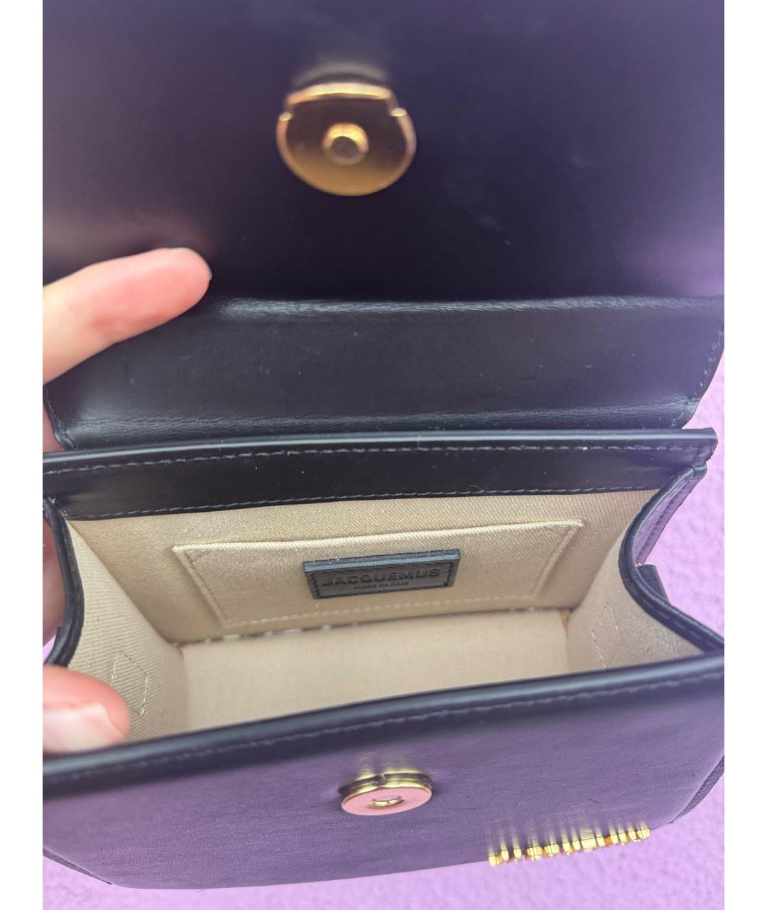JACQUEMUS Черная кожаная сумка через плечо, фото 5