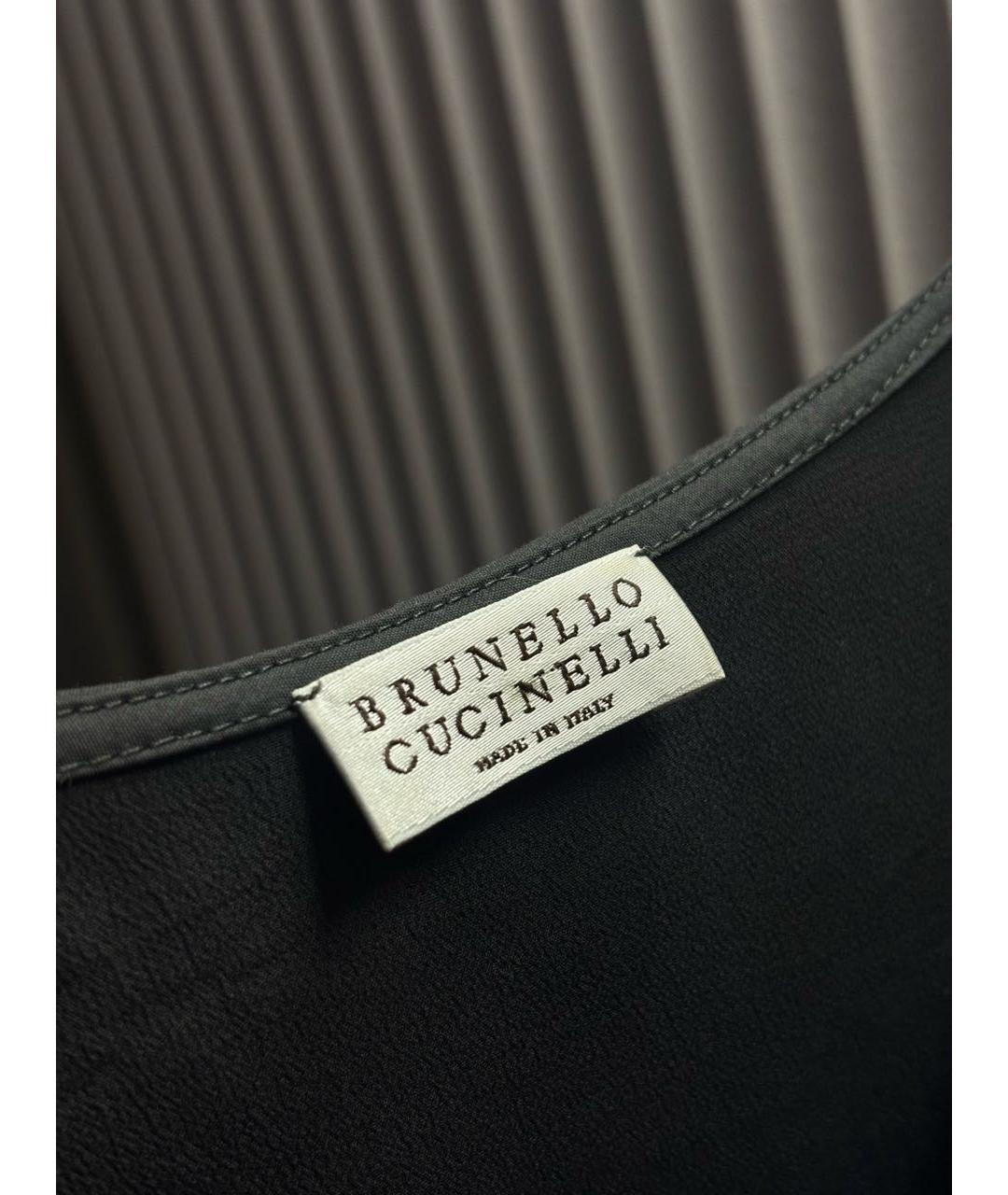 BRUNELLO CUCINELLI Антрацитовое хлопковое повседневное платье, фото 3