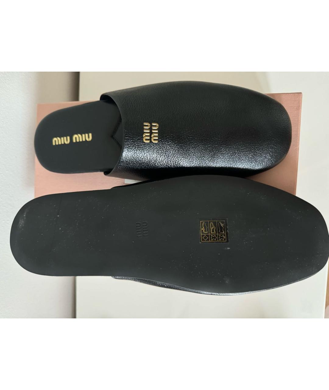MIU MIU Черные кожаные мюли, фото 2
