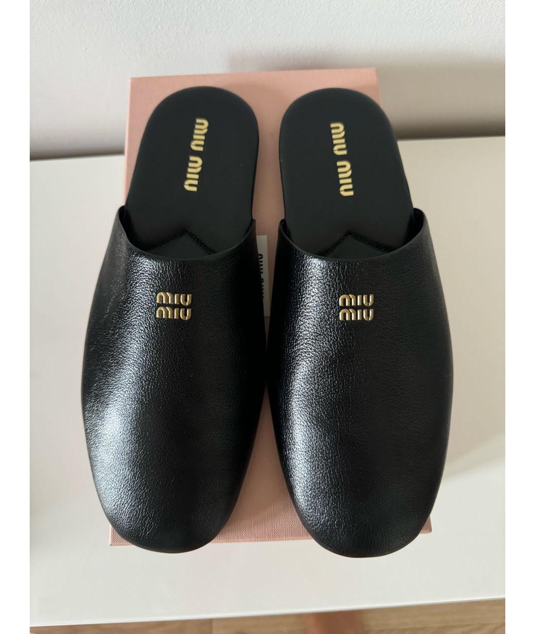 MIU MIU Черные кожаные мюли, фото 4