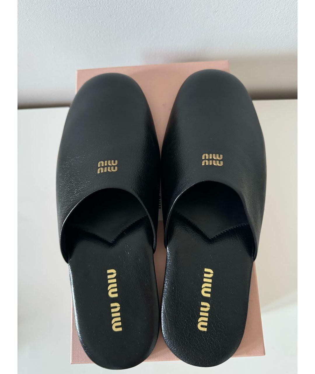 MIU MIU Черные кожаные мюли, фото 3
