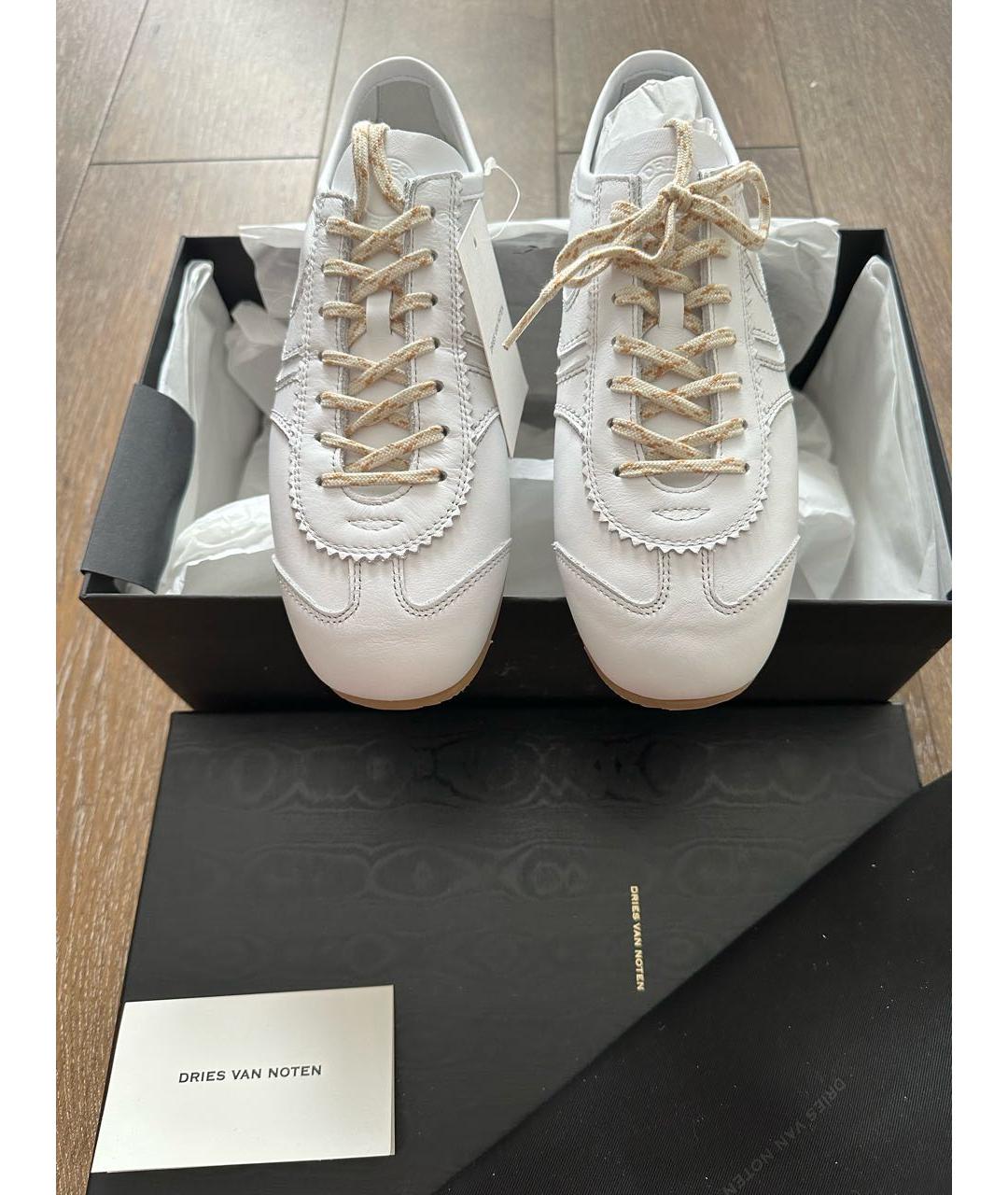 DRIES VAN NOTEN Белые кожаные кеды, фото 2