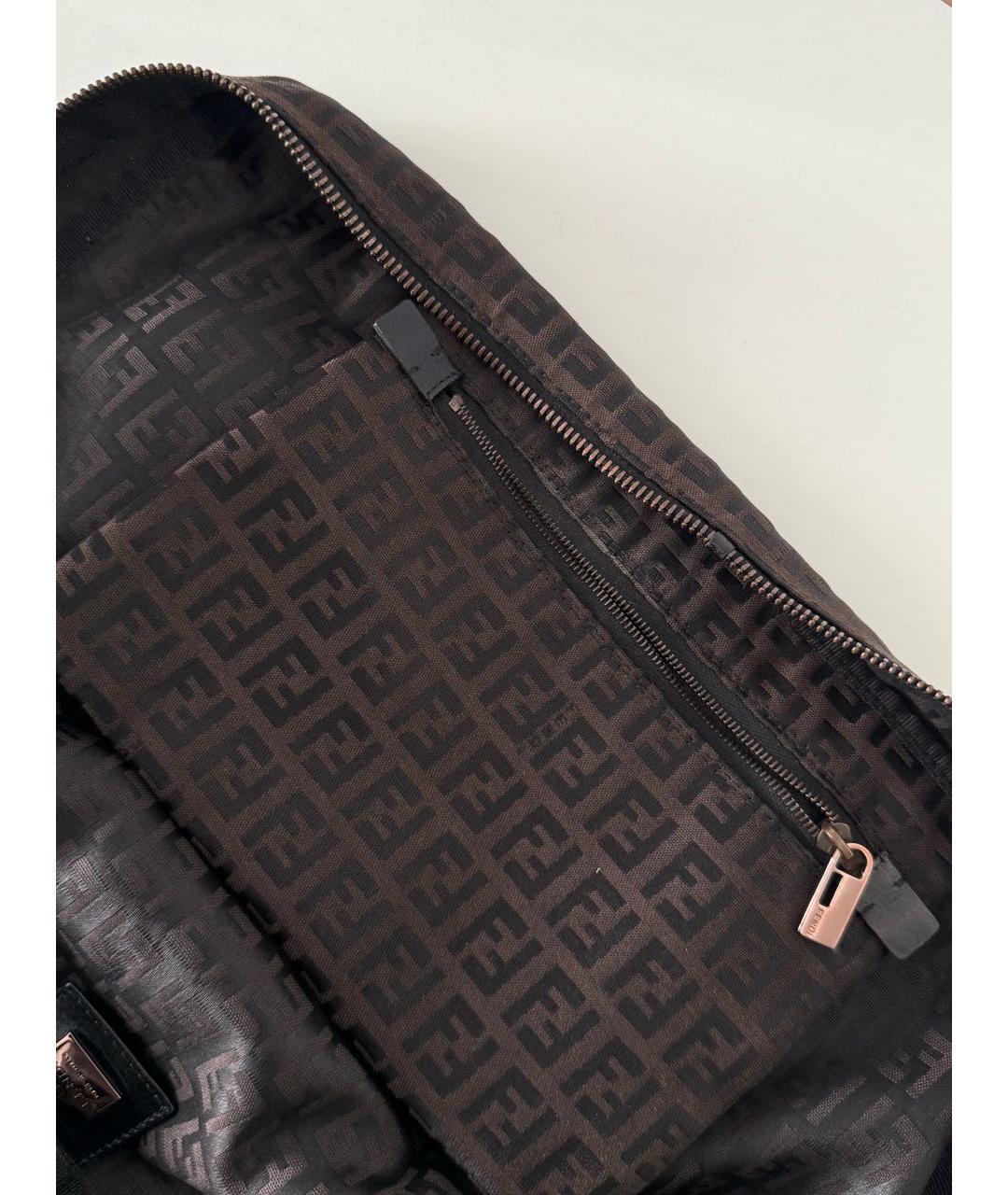 FENDI Коричневая тканевая сумка тоут, фото 5