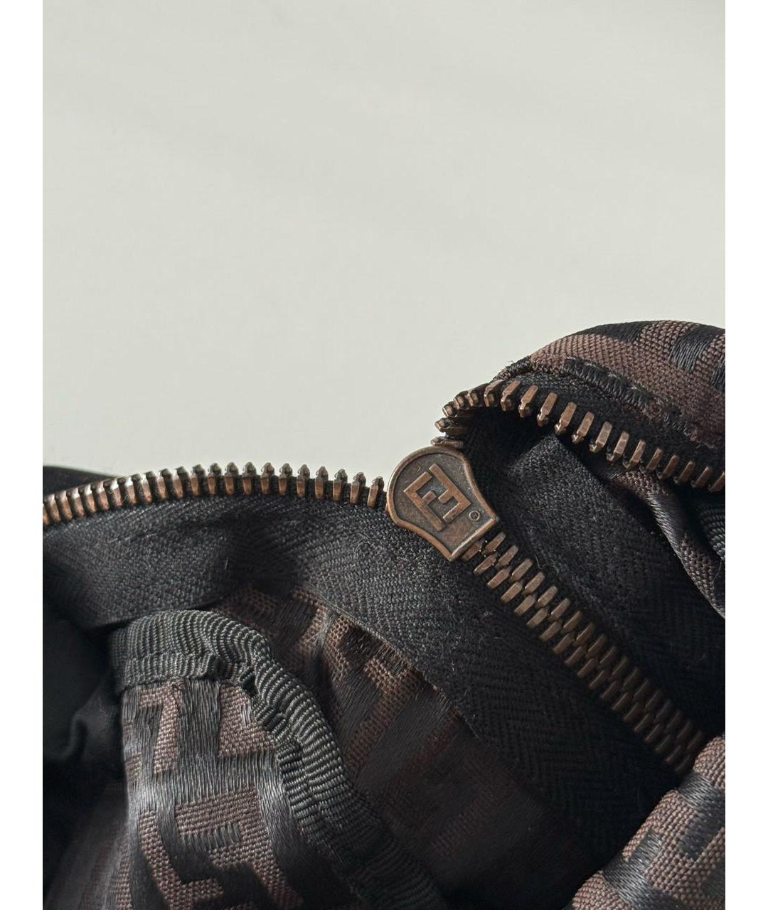FENDI Коричневая тканевая сумка тоут, фото 6