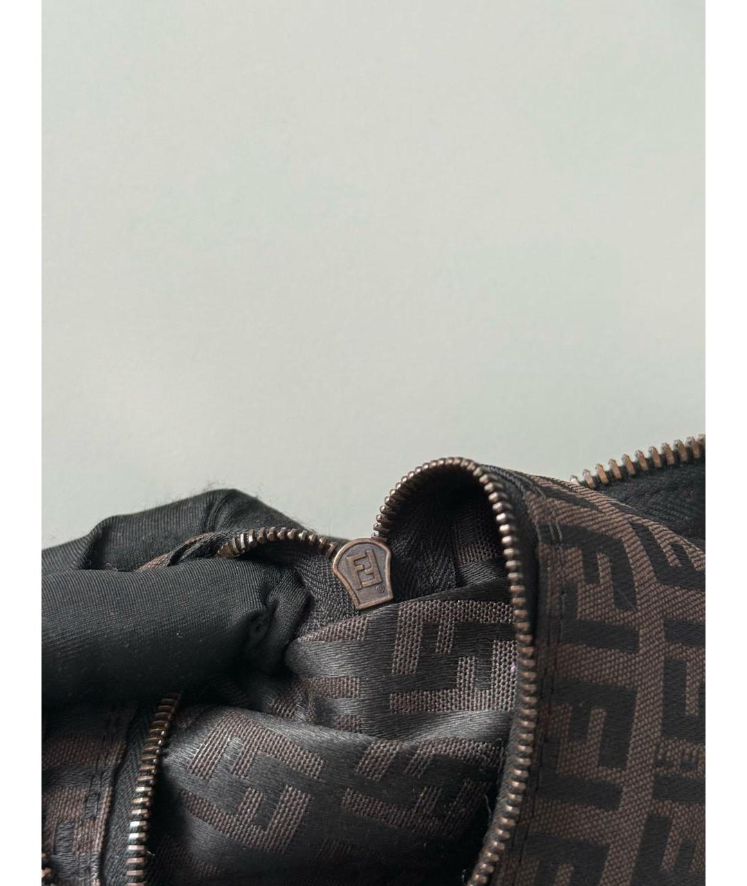 FENDI Коричневая тканевая сумка тоут, фото 7