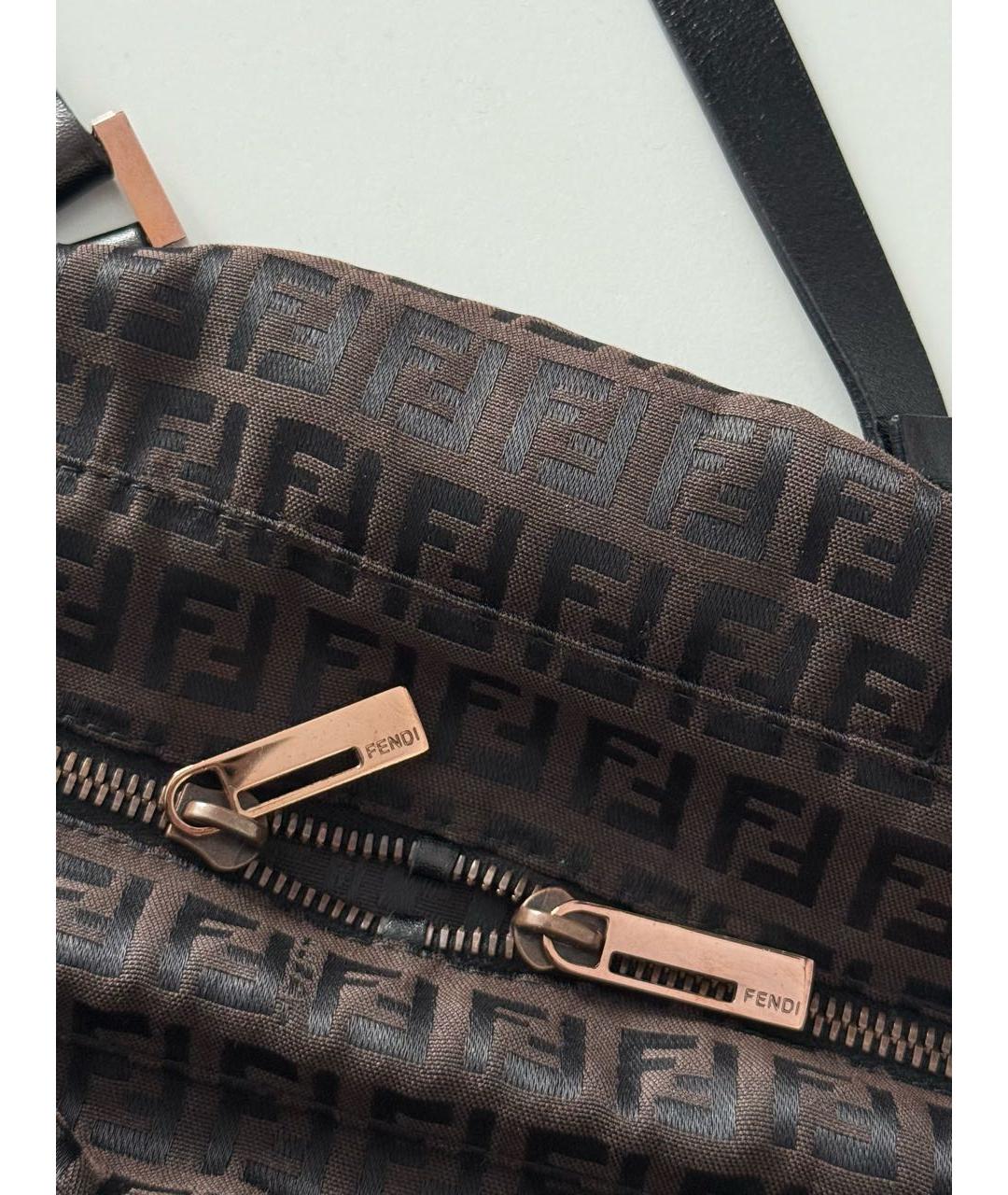 FENDI Коричневая тканевая сумка тоут, фото 8