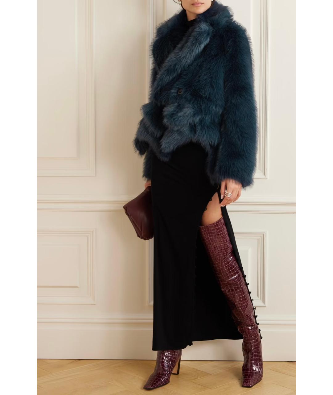 SACAI Синяя меховая шуба, фото 2
