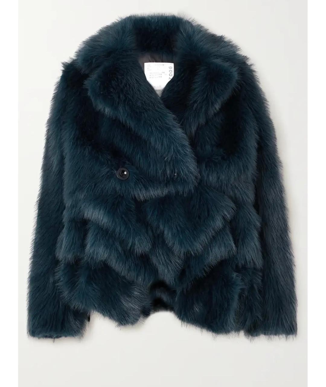 SACAI Синяя меховая шуба, фото 5