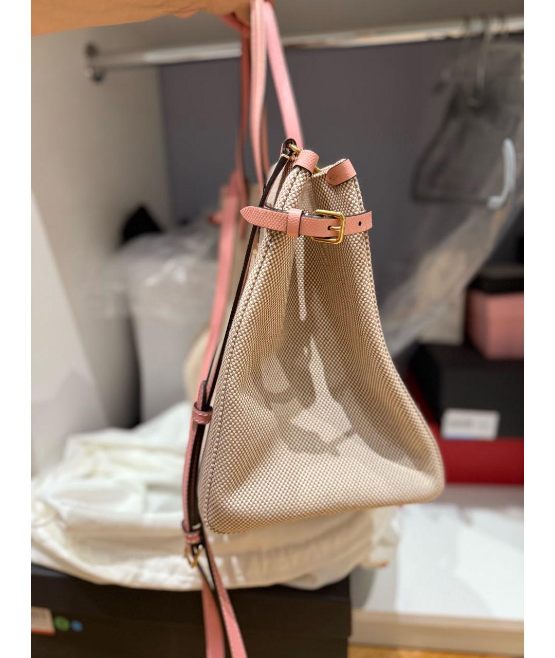 VALENTINO Бежевая тканевая сумка с короткими ручками, фото 2