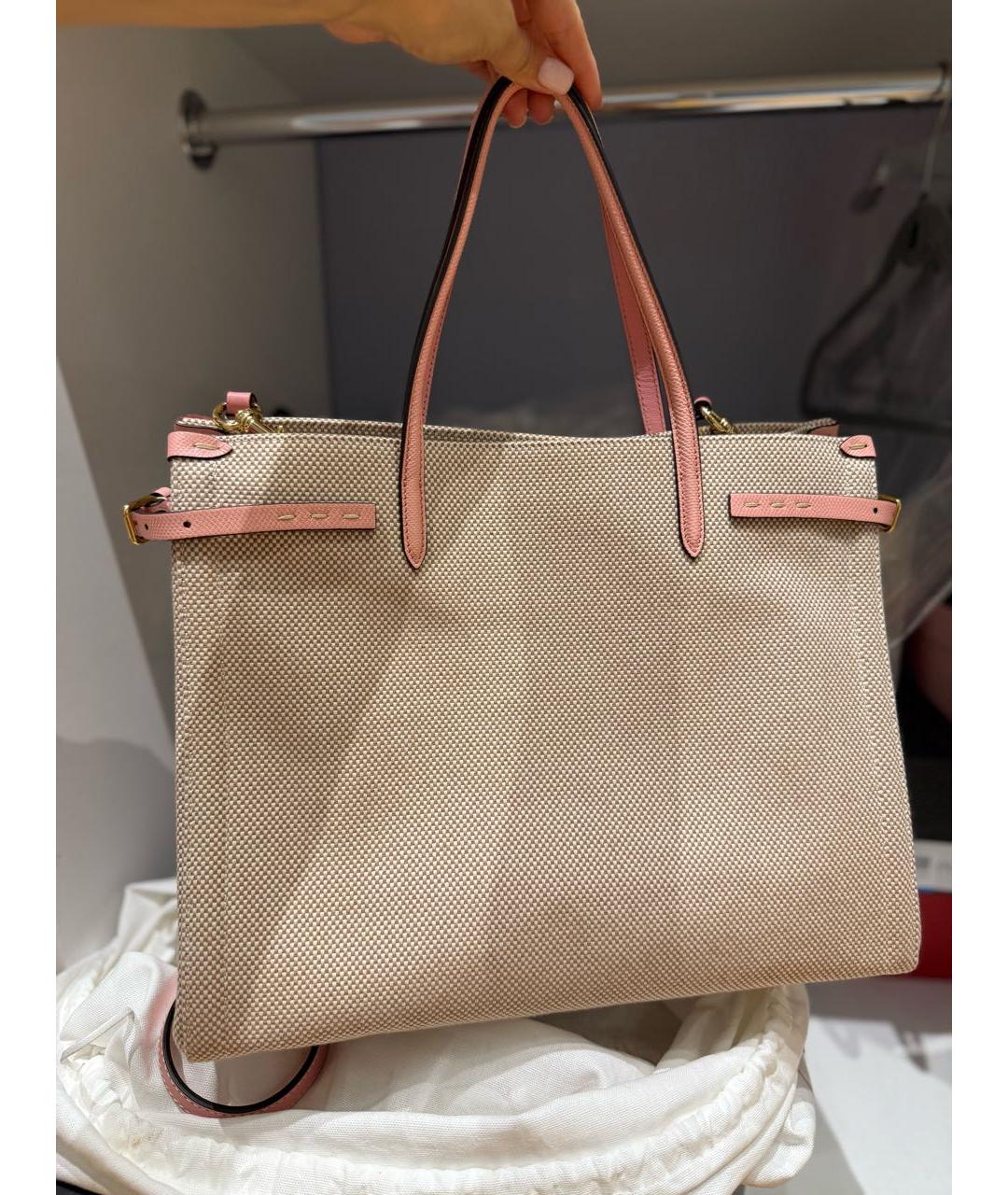 VALENTINO Бежевая тканевая сумка с короткими ручками, фото 3
