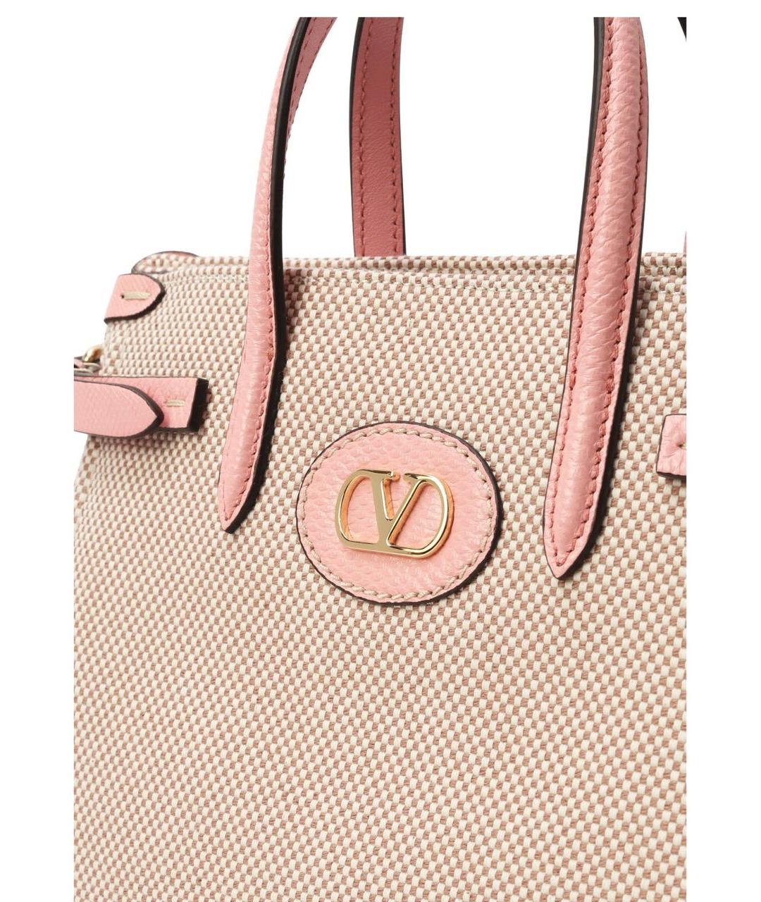 VALENTINO Бежевая тканевая сумка с короткими ручками, фото 7