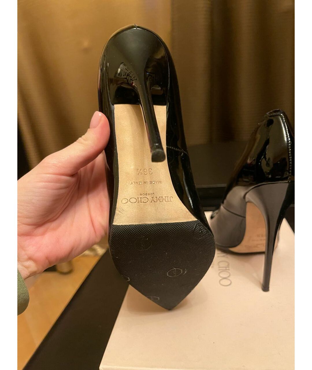 JIMMY CHOO Черные туфли из лакированной кожи, фото 3