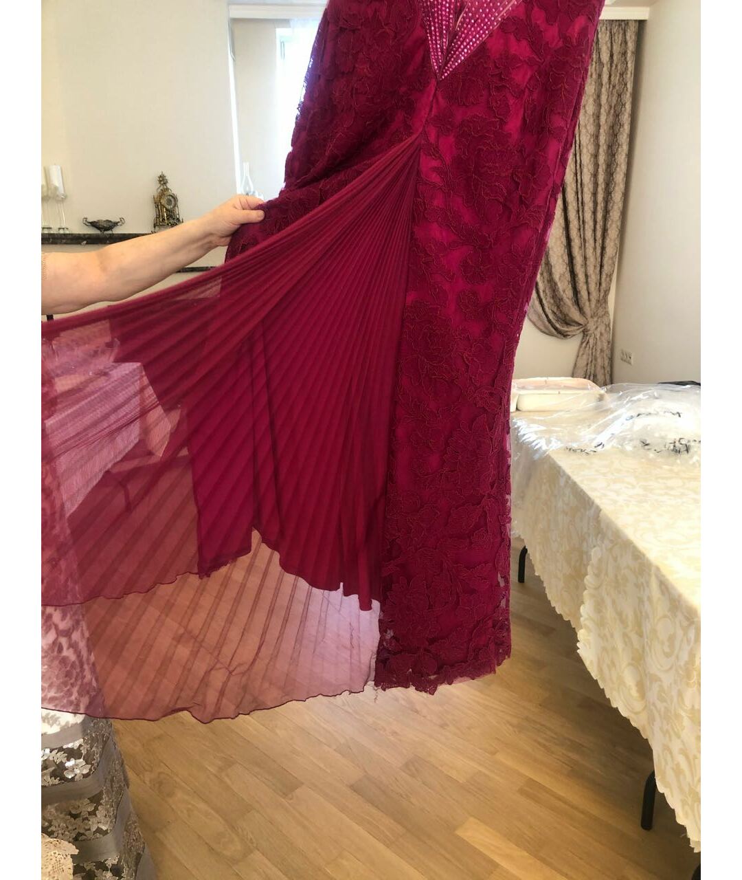 TADASHI SHOJI Бордовое хлопко-эластановое вечернее платье, фото 3