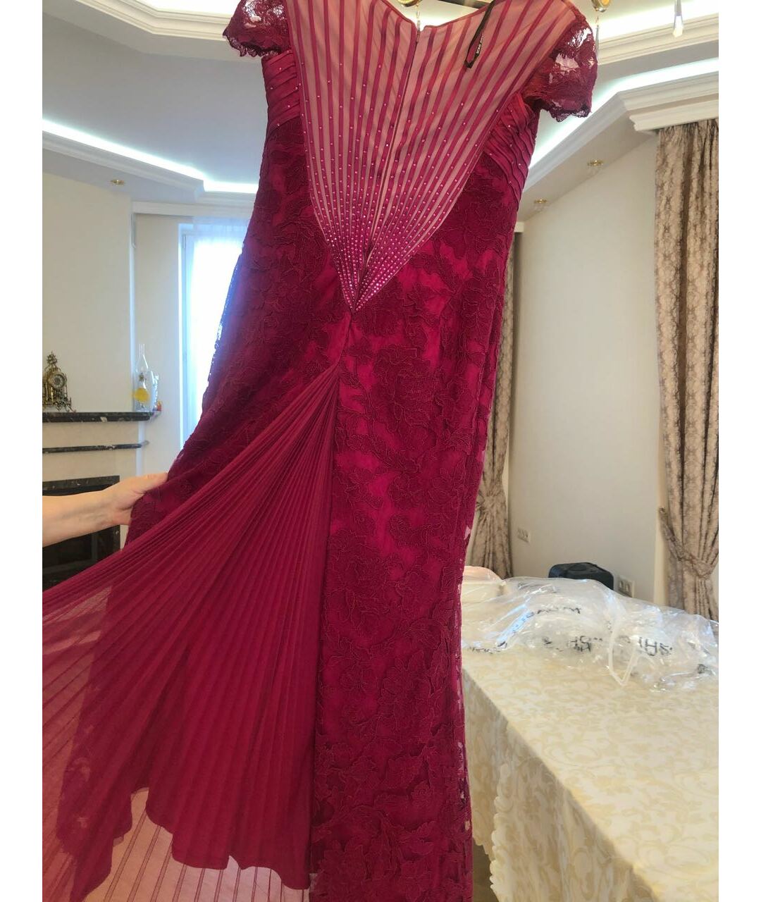 TADASHI SHOJI Бордовое хлопко-эластановое вечернее платье, фото 2