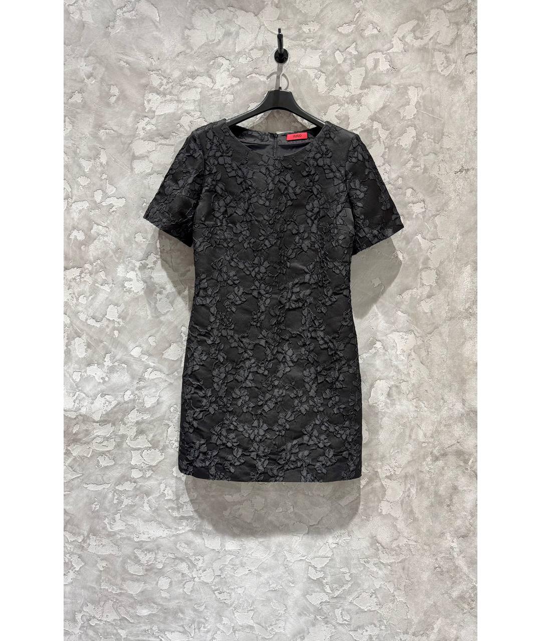 HUGO Черное ацетатное повседневное платье, фото 6