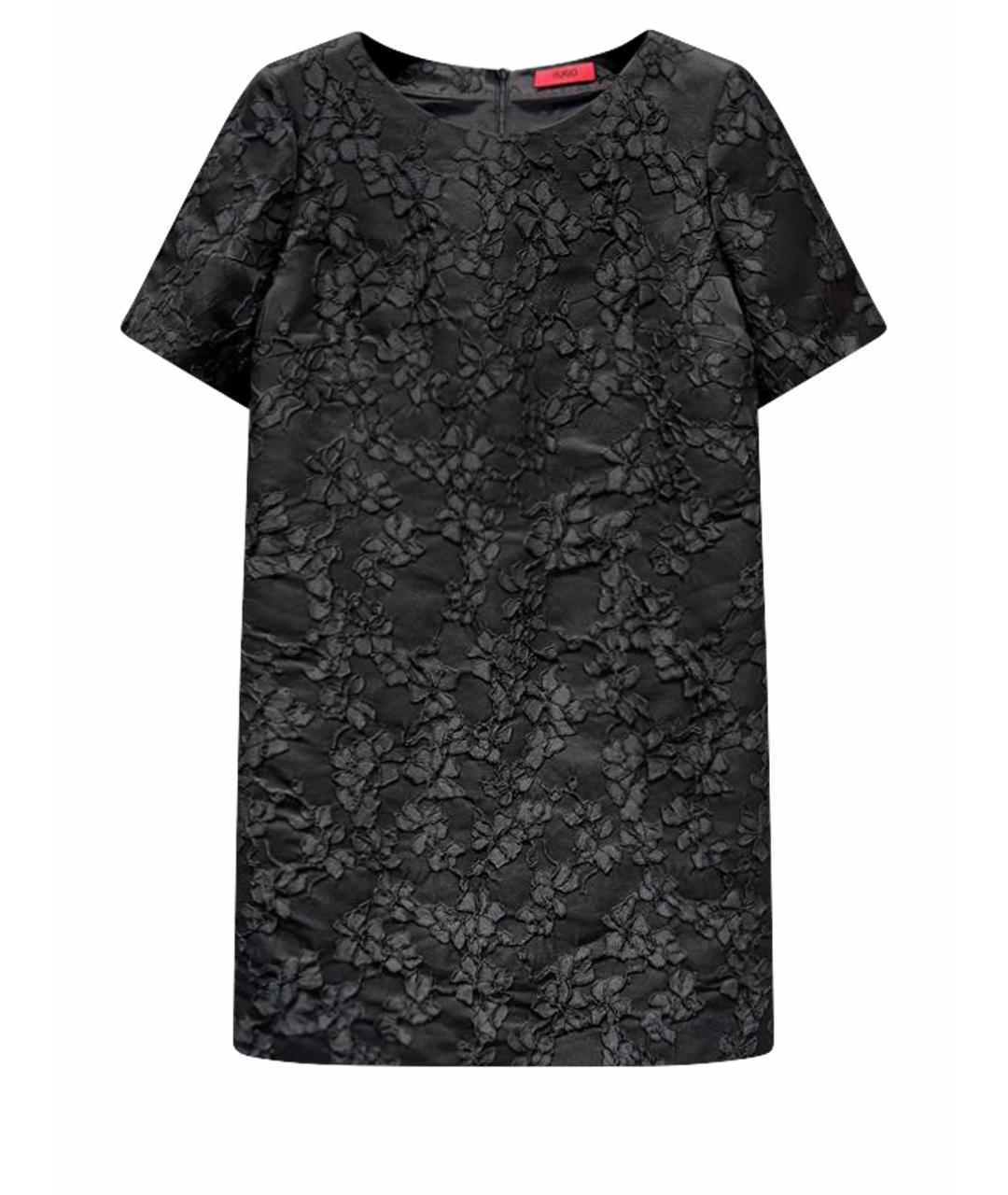 HUGO Черное ацетатное повседневное платье, фото 1