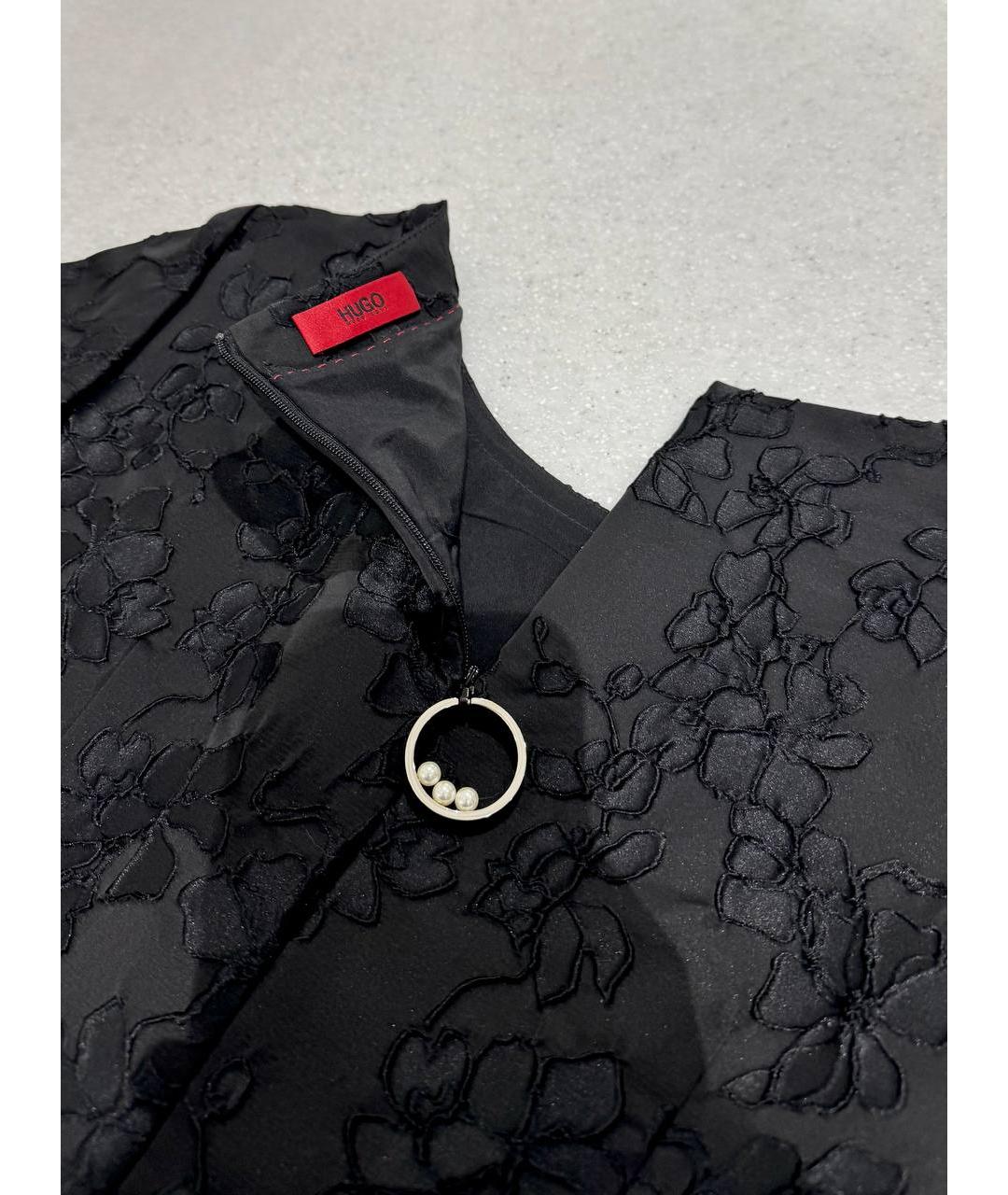 HUGO Черное ацетатное повседневное платье, фото 3