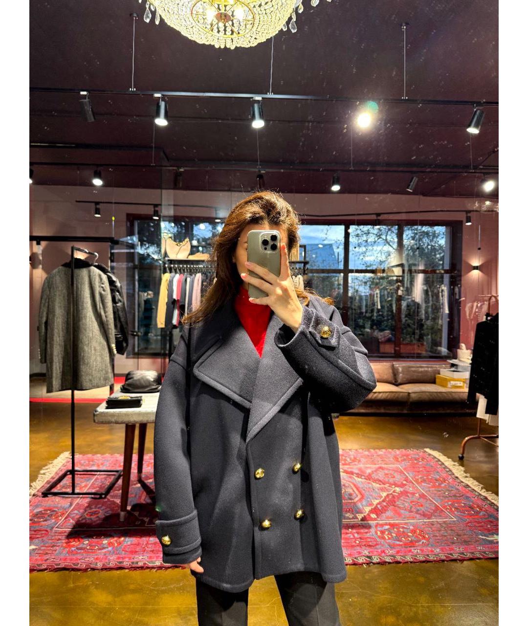 LOEWE Темно-синее шерстяное пальто, фото 8