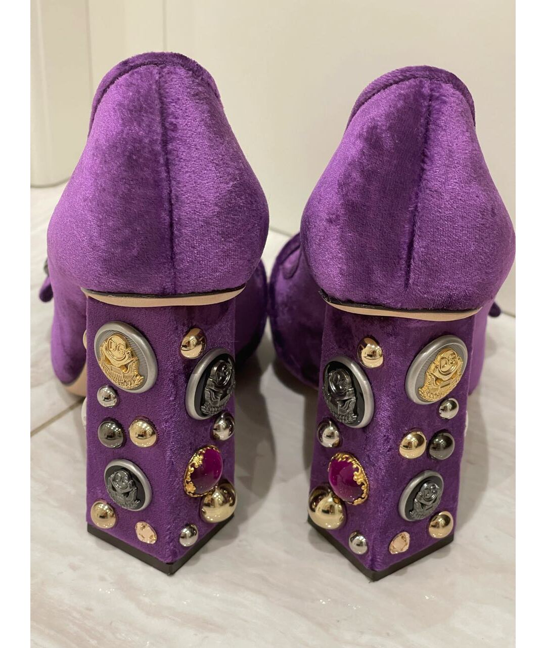 DOLCE&GABBANA Фиолетовые бархатные туфли, фото 4