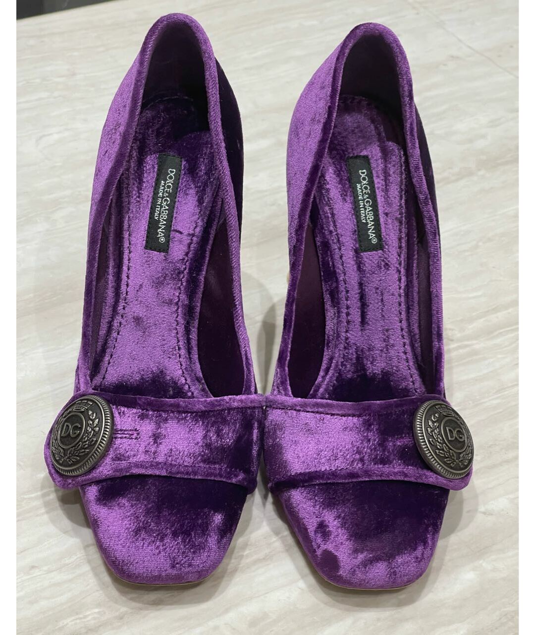 DOLCE&GABBANA Фиолетовые бархатные туфли, фото 2