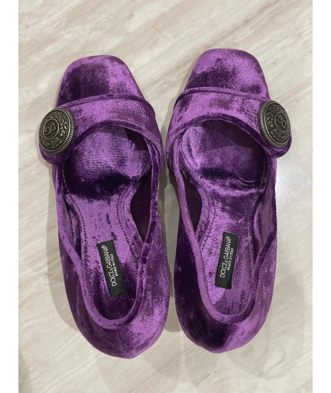 DOLCE&GABBANA Фиолетовые бархатные туфли, фото 3