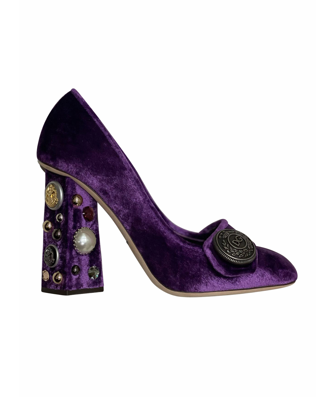 DOLCE&GABBANA Фиолетовые бархатные туфли, фото 1