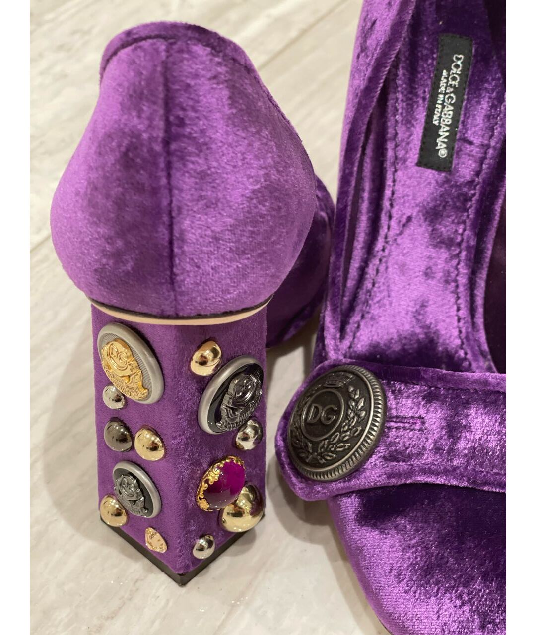 DOLCE&GABBANA Фиолетовые бархатные туфли, фото 5