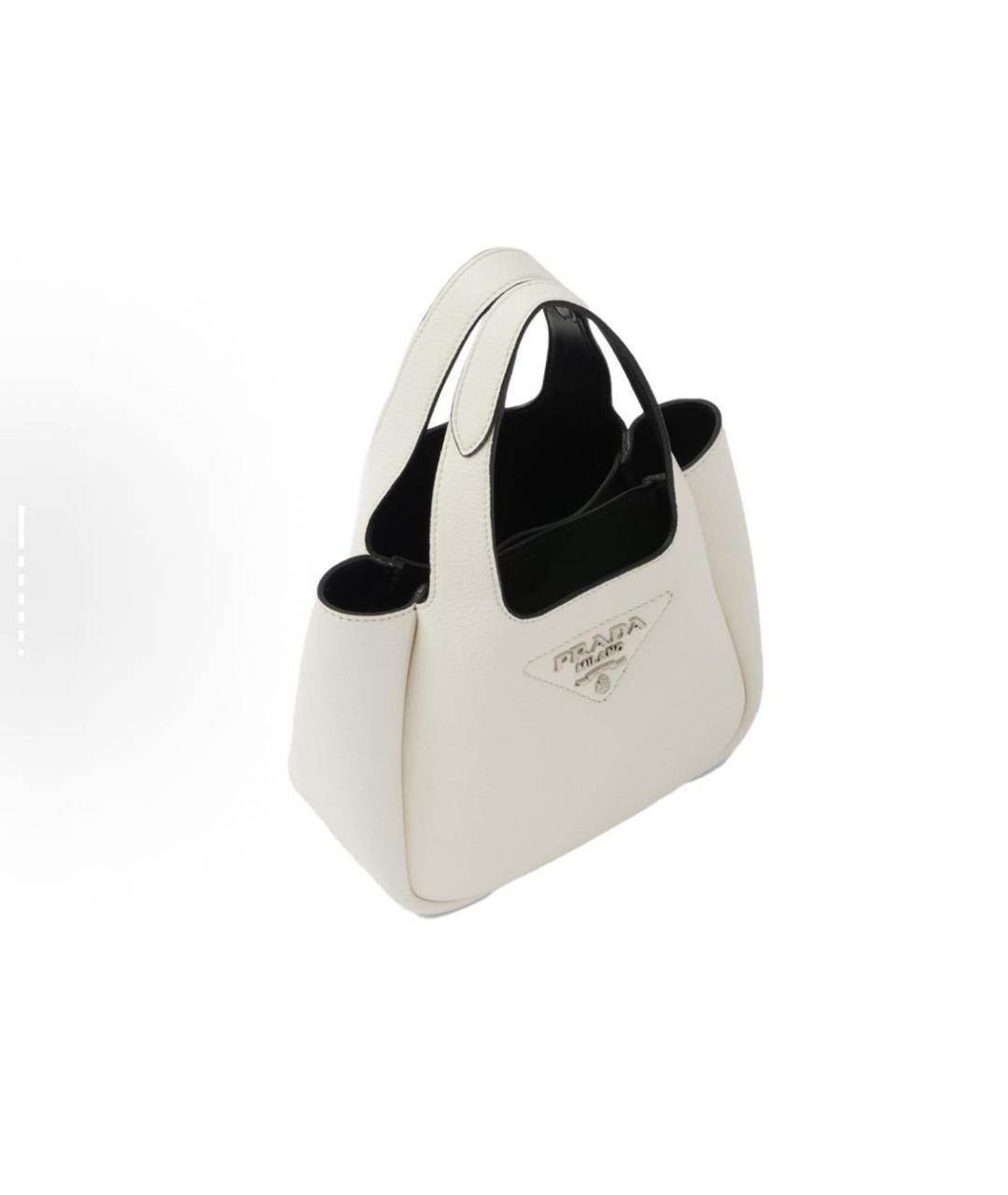 PRADA Белая кожаная сумка с короткими ручками, фото 2