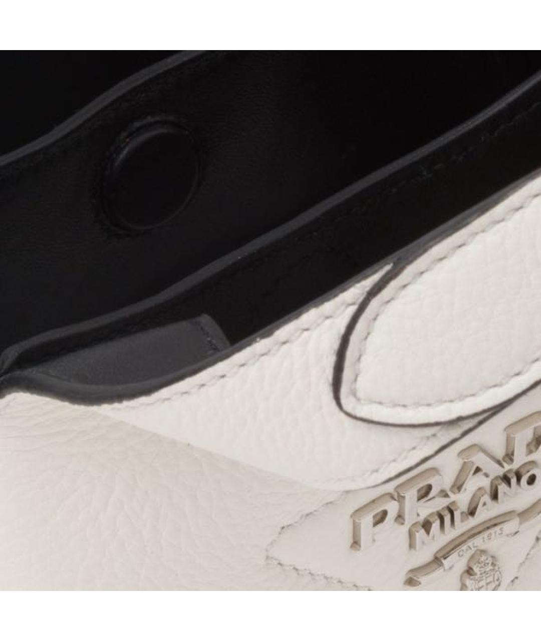 PRADA Белая кожаная сумка с короткими ручками, фото 4