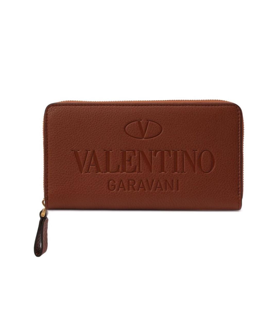VALENTINO Коричневый кожаный кошелек, фото 1