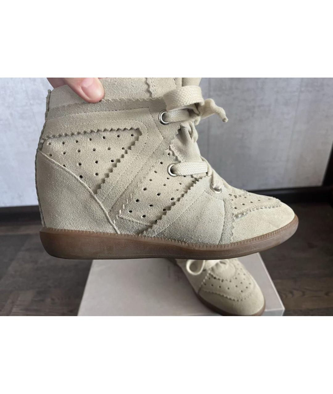 ISABEL MARANT Бежевые замшевые кеды, фото 3